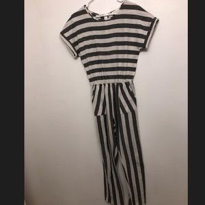 Black and white striped jumpsuit